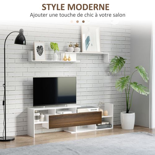 Ensemble Meuble TV Avec Étagère Murale Style Contemporain