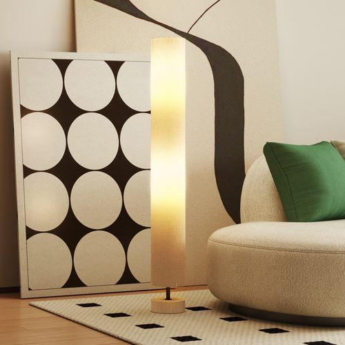 Lampadaire Colonne Sur Pied Bois Contemporain H.120 Cm