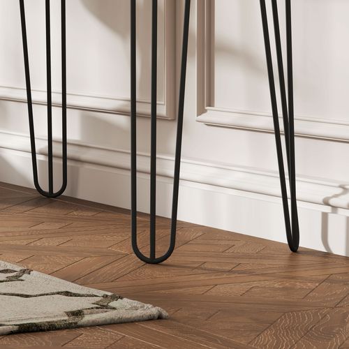 Console Style Néo-rétro 3 Tiroirs Graphiques Piètement Épingle Effet Bois