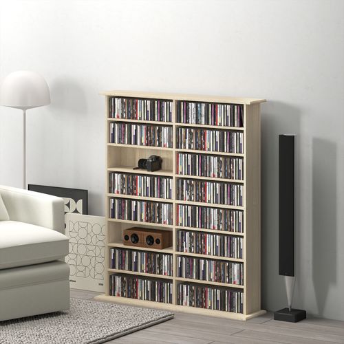 Étagère Range Cd - Meuble Cd Dvd - 16 Compartiments 12 Étagères