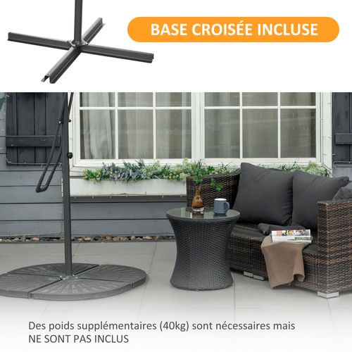 Parasol Déporté Carré Dim. 2,5 X 2,5 M Métal Polyester Anthracite