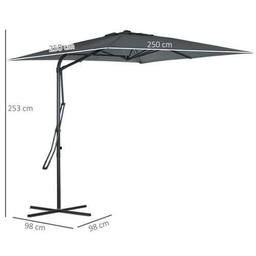 Parasol Déporté Carré Dim. 2,5 X 2,5 M Métal Polyester Anthracite