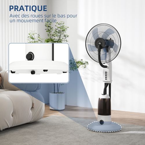 Ventilateur Brumisateur Sur Roulettes 90 W Oscillant 4 Vitesses