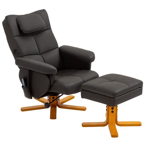 Ensemble Fauteuil Massant Repose-pieds Design Chesterfield Bois Pu