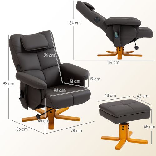 Ensemble Fauteuil Massant Repose-pieds Design Chesterfield Bois Pu