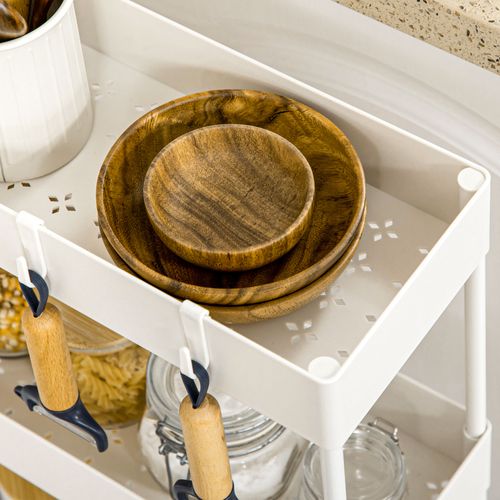 Desserte 4 Niveaux 4 Crochets Acier Plastique Blanc