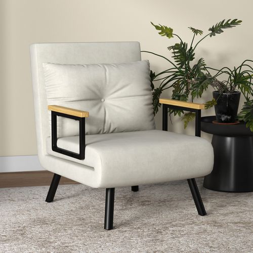 Fauteuil Convertible 3 En 1 Chauffeuse Lit Dossier Réglable Velours