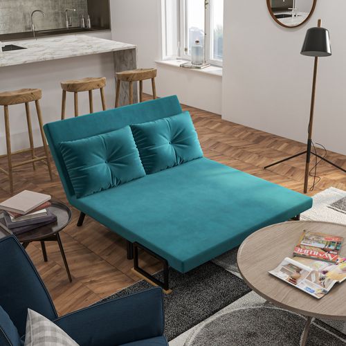 Canapé Convertible 2 Places Réglable 2 Coussins Revêtement Effet Velours