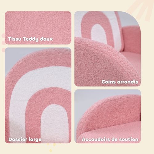 Fauteuil Enfant Design Arc En Ciel Effet Laine Bouclé Blanc Rose