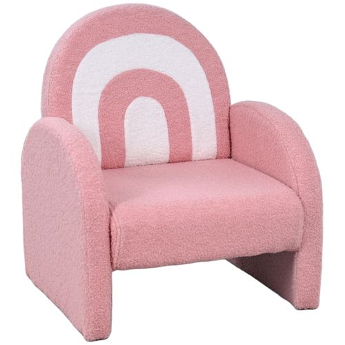 Fauteuil Enfant Design Arc En Ciel Effet Laine Bouclé Blanc Rose