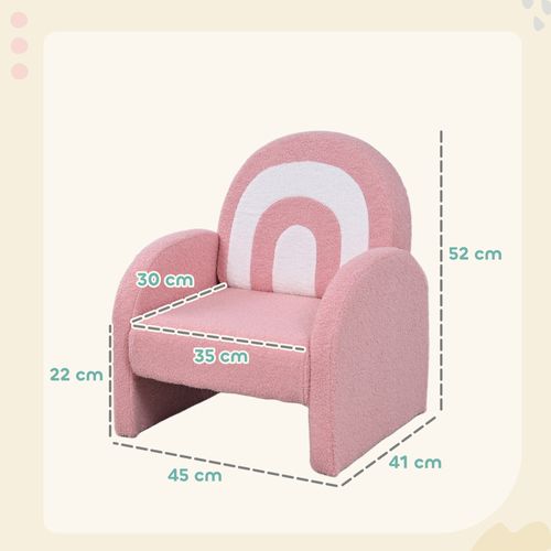 Fauteuil Enfant Design Arc En Ciel Effet Laine Bouclé Blanc Rose