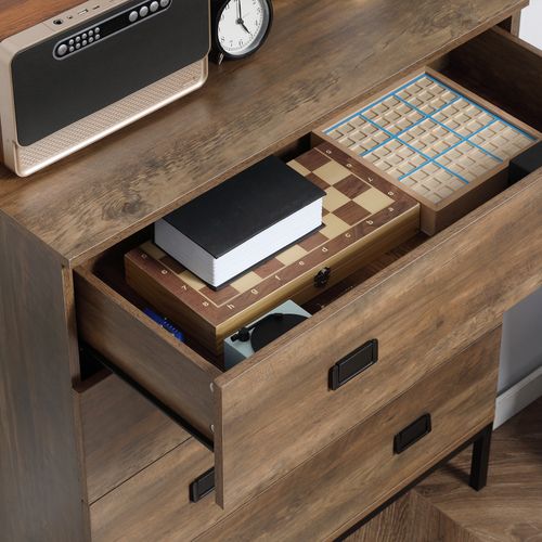 Commode 4 Tiroirs Style Exotique Effet Bois De Manguier