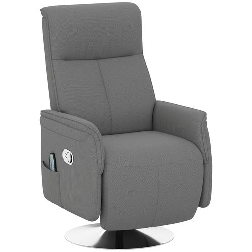 Fauteuil Relax Massant Inclinable Pivotant Réglable Acier Chromé Tissu Gris