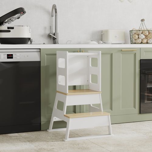 Tour D'apprentissage Enfant Avec Marche, Barre Sécurité Et Tableau Noir