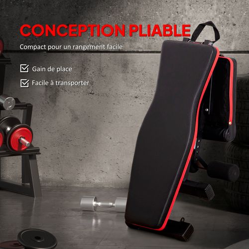 Banc De Musculation Pliable Réglable 2 Bandes De Résistance Incluses