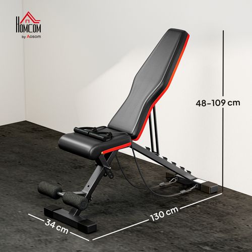 Banc De Musculation Pliable Réglable 2 Bandes De Résistance Incluses