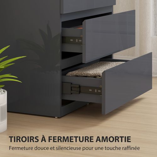 Commode 4 Tiroirs Style Contemporain Laqué Gris