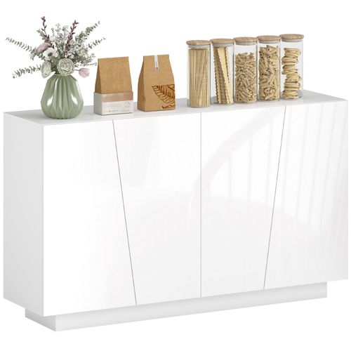 Buffet Design Façade Blanc Laqué 4 Portes 2 Étagères Blanc