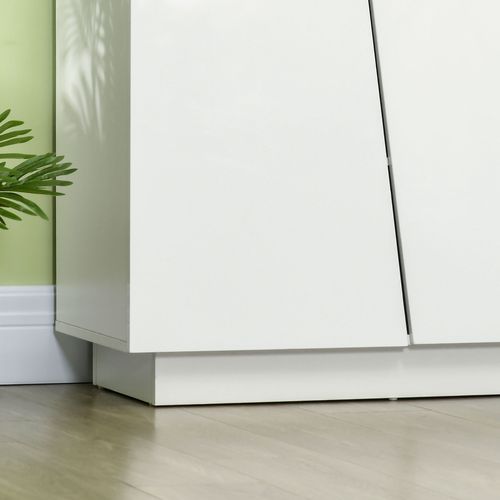 Buffet Design Façade Blanc Laqué 4 Portes 2 Étagères Blanc