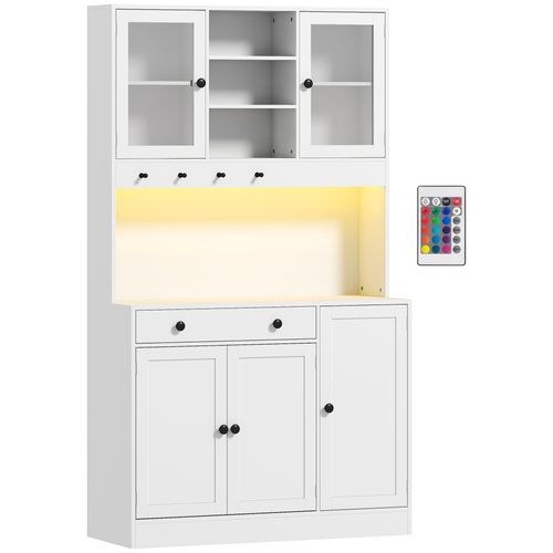 Buffet Haut LED Multi-rangement Avec Télécommande Noir Blanc