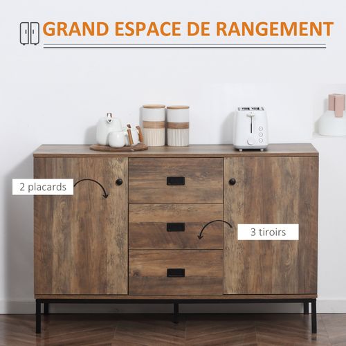 Buffet Design Industriel Effet Bois De Manguier Métal Noir