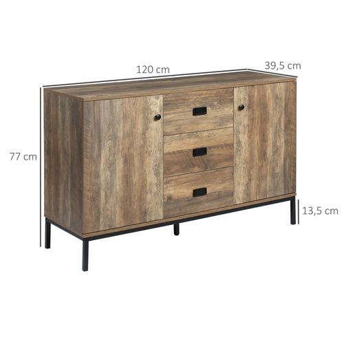 Buffet Design Industriel Effet Bois De Manguier Métal Noir