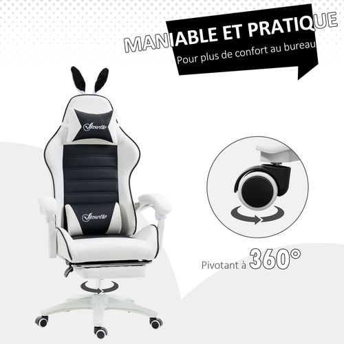 Chaise Gaming Inclinable Réglable Repose-pied Rétractable