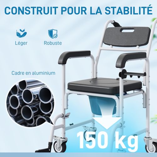 Chaise Percée Médicale à Roulettes Avec Repose-pieds Support Papier