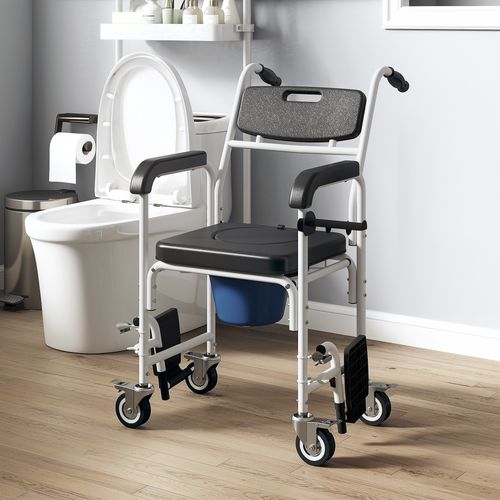 Chaise Percée Médicale à Roulettes Avec Repose-pieds Support Papier