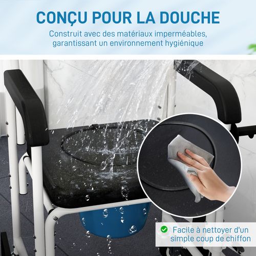 Chaise Percée Médicale à Roulettes Avec Repose-pieds Support Papier