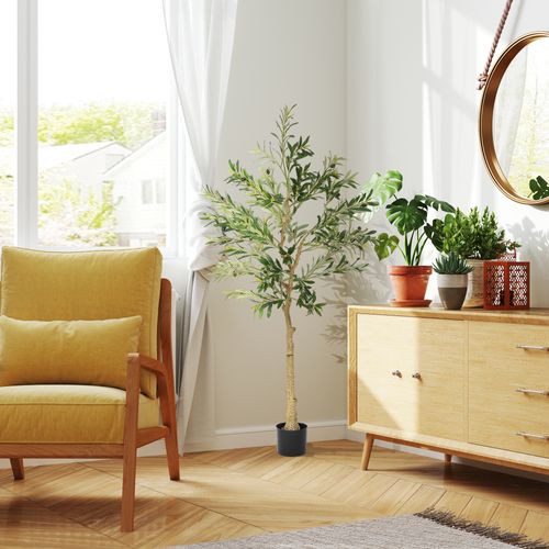 Olivier Artificiel H.150cm Plante Artificielle Intérieur En Pot Feuilles Fruits Grand Réalisme