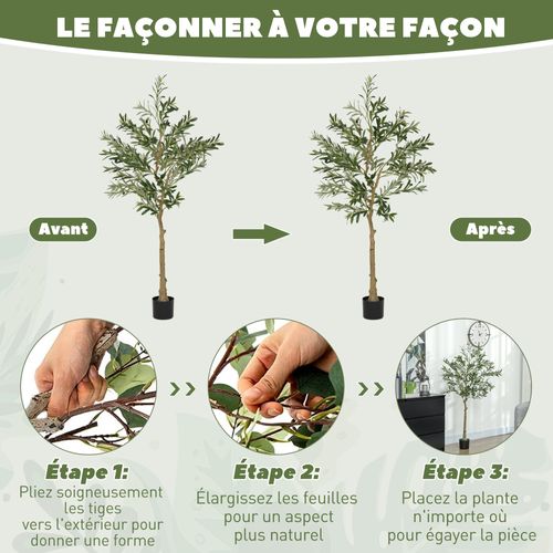 Olivier Artificiel H.150cm Plante Artificielle Intérieur En Pot Feuilles Fruits Grand Réalisme