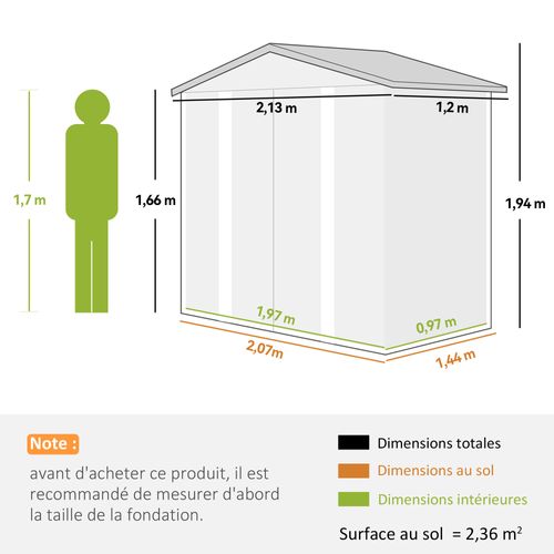 Abri De Jardin Métal 2,36m² - 2 Portes, Cadenas, Clé, Gants Inclus - Acier Effet Bois Taupe