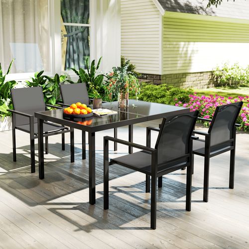Ensemble Table De Jardin Rectangulaire 4 Chaises Empilables Noir