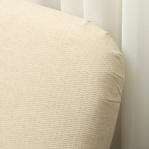 Canapé 2 Places Style Scandinave Bois Hévéa Tissu Beige