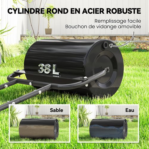Rouleau à Gazon Jardin En Acier Avec Poignée Lestage Max. 38 L