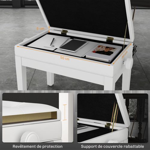 Banquette Coffre Piano Blanc