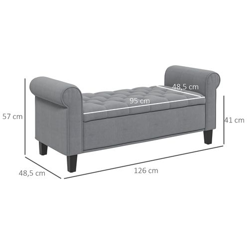 Banquette Coffre De Rangement Velours Dim. 126 X 48,5 X 57 Cm