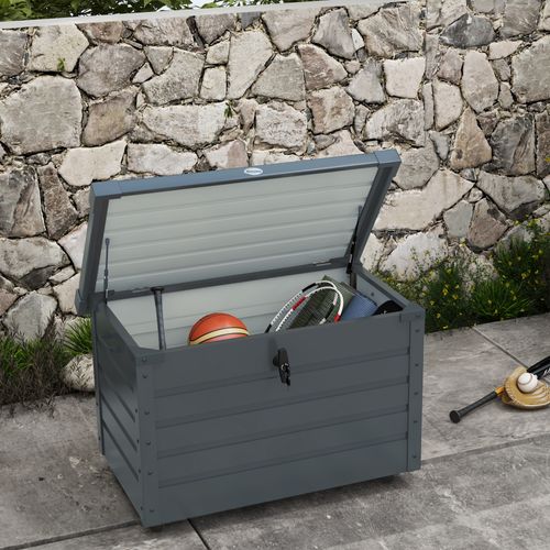 Coffre De Jardin Mobile 295l Dim. 100x62x65cm Verrouillable Acier Anthracite