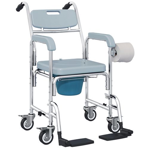Chaise Percée Médicale à Roulettes Avec Repose-pieds Support Papier