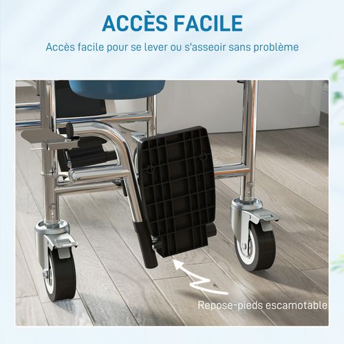 Chaise Percée Médicale à Roulettes Avec Repose-pieds Support Papier