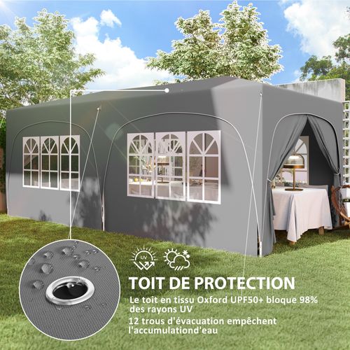 Tonnelle Barnum Pop Up Automatique 3x6 M Réglable Avec Accessoires