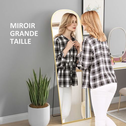 Miroir Sur Pied - Miroir Mural Rectangulaire Arrondi - Aluminium