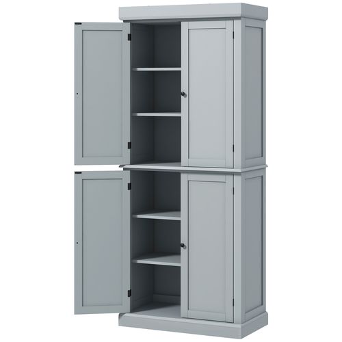 Buffet Haut - Armoire De Cuisine - 2 Portes, 4 Étagères - Gris