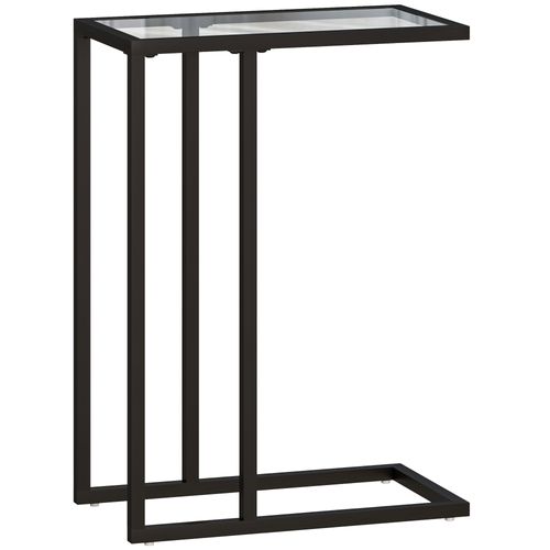 Bout De Canapé Design Table De Lit Acier Noir Plateau Verre