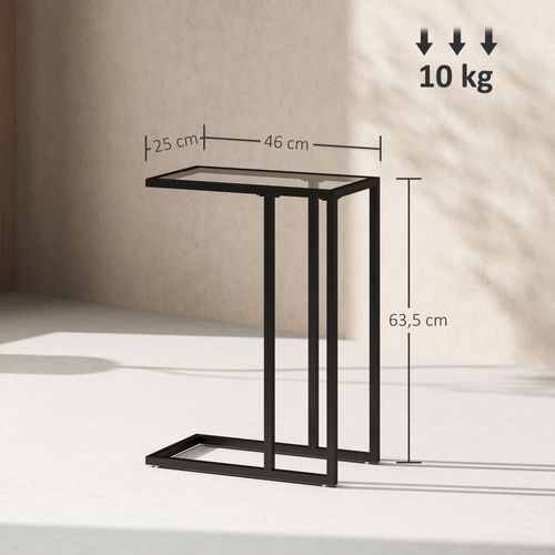Bout De Canapé Design Table De Lit Acier Noir Plateau Verre
