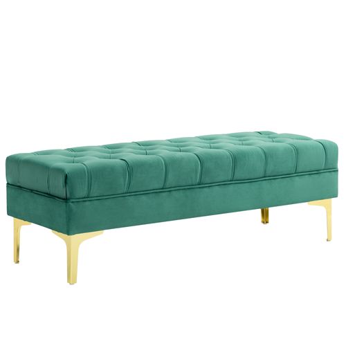 Banquette Capitonnée Style Classique Chic Pieds Dorés Velours