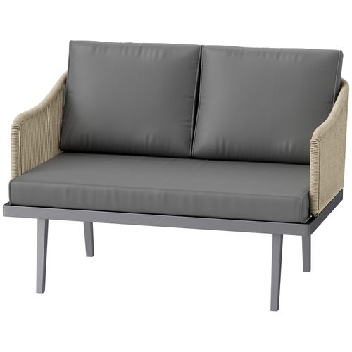 Canapé De Jardin 2 Places Design - 3 Coussins - Gris Naturel