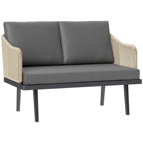 Canapé De Jardin 2 Places Design - 3 Coussins - Gris Naturel