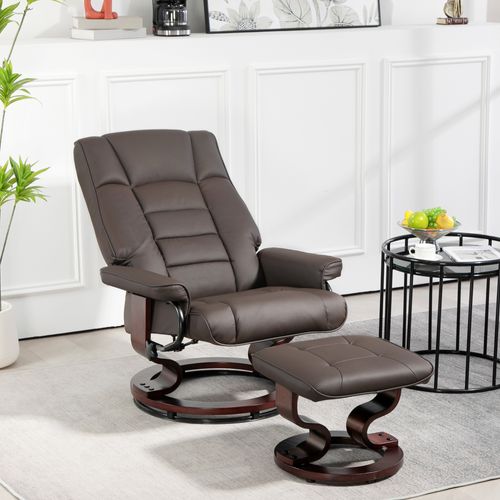 Fauteuil Relax Inclinable Pivotant Réglable Avec Repose-pied Bois